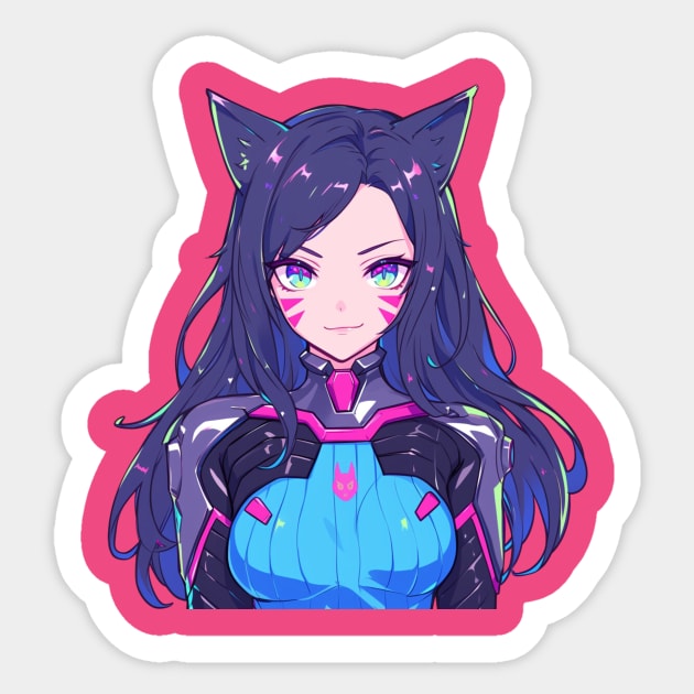 Cyber Cat Girl Sticker by UKnowWhoSaid